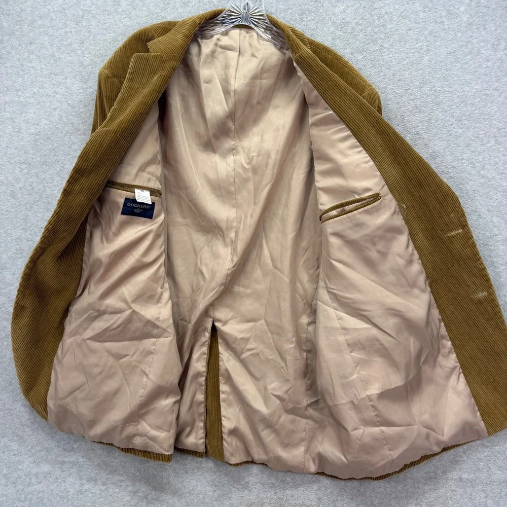 Dockers Corduroy Blazer Mens 48 Long‎ Tan 2-Button Sport Coat Jacket Vintage Y2K